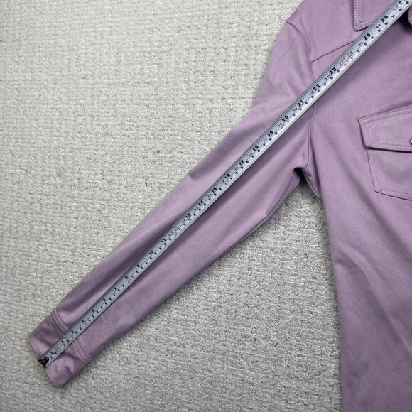 Y2K Guess Lila Purple Faux Suede Pearl Snap Cowboy Western Button Shirt Wom M - Picture 10 of 15